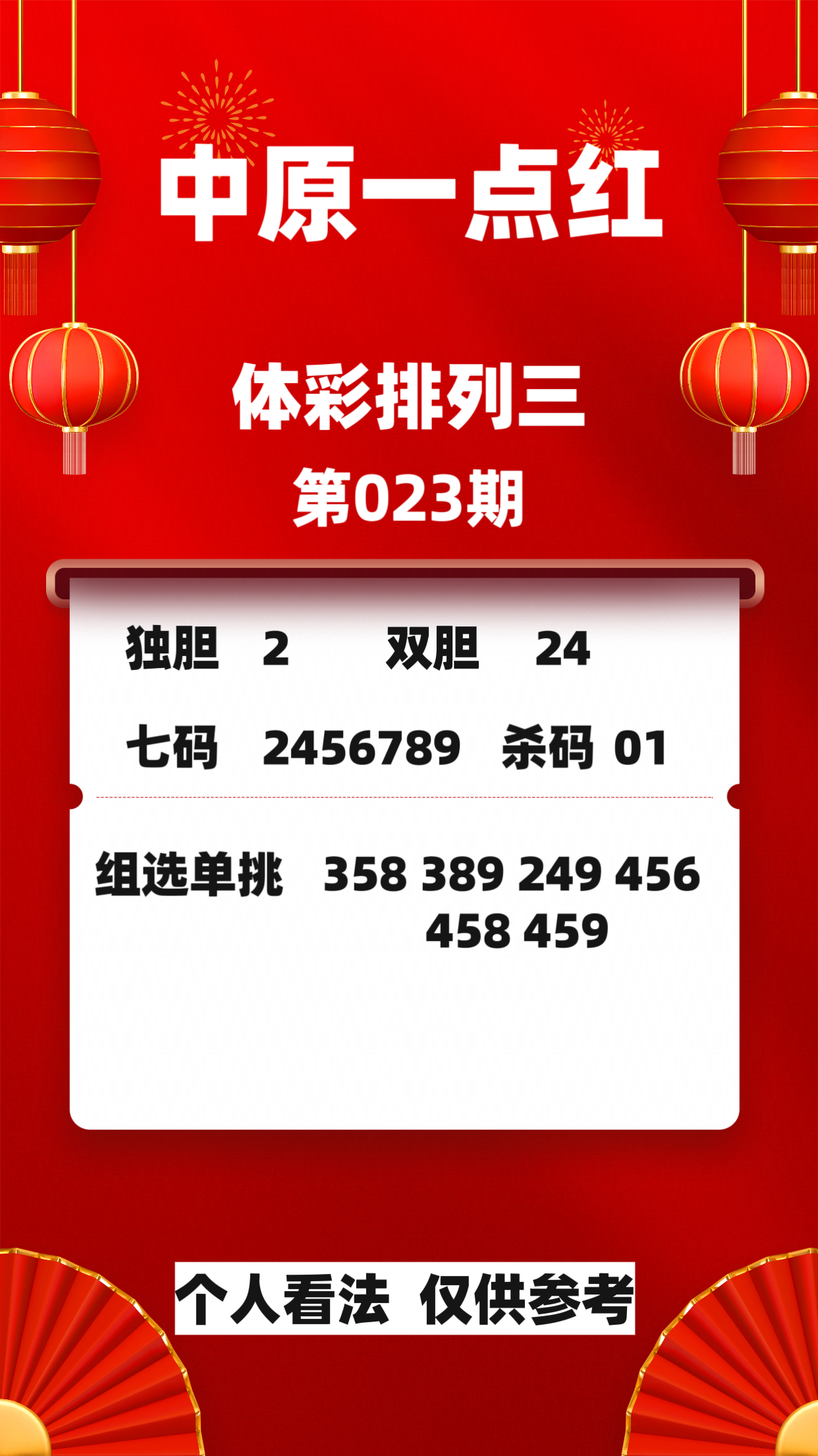 今晚，必中之夜必中 今晚打三个数字